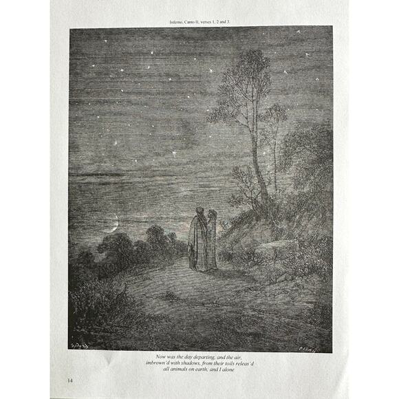 Gustav Dore, Onward We Moved, Day Departing, Divine Comedy Print ~ 250803-WH 705 - Picture 4 of 4